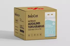 BeloCat TOFU natūralus kačių kraikas  – Ledų kvapo | 6 L / 2,5 kg - 8 vnt. × 6 L