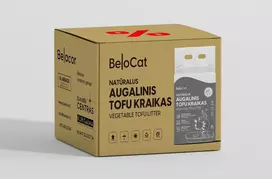 BeloCat TOFU natūralus kačių kraikas – su aktyvinta anglimi | 6 L / 2,5 kg - 8 vnt. × 6 L