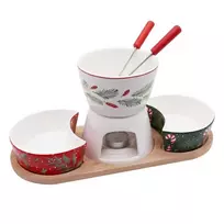 Excellent Houseware Fondiu rinkinys porceliano 6 dalių - Fondiu puodas - Sūrio fondiu