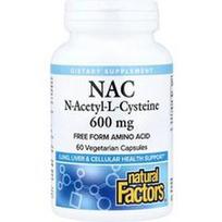 Natural Factors, NAC, 600 mg, 60 vegetariškų kapsulių