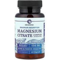 Nobi Nutrition, Magnio citrato kompleksas su magnio oksidu, 500 mg, 60 kapsulių
