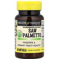 Mason Natural, Saw Palmetto, standartizuotas ekstraktas, 60 minkštųjų gelių (160 mg viename minkštajame gelyje)