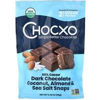 Chocxo, Ekologiški juodojo šokolado, kokosų, migdolų ir jūros druskos batonėliai, 7 batonėliai po 14 g