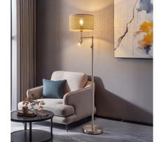 BRILAGI - LED Pastatoma lempa CERIA 1xE27/60W/230V + LED/2,1W matinis chromas/bambukas