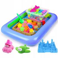 Kinetinio smėlio rinkinys Gordon Toys: įvairių spalvų smėlis, baseinėlis, formelės ir kastuvėlis