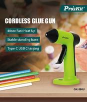 Pros Kit Karstu kliju pistoletas akumuliatorinis 2000mAh 15W O7mm lazdelems GK-366U Pro'sKit | GK-366U | 4711552168440