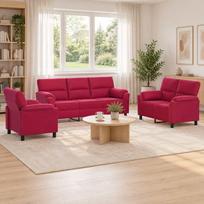 Sofos komplektas 3 pcs Vyno raudona Aksomas