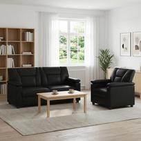 Sofos komplektas 2 pcs Juoda Dirbtinė oda
