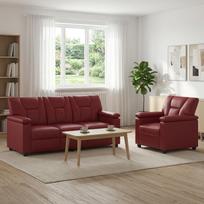 Sofos komplektas 2 pcs Vyno raudona Dirbtinė oda