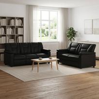 Sofos komplektas 2 pcs Juoda Dirbtinė oda