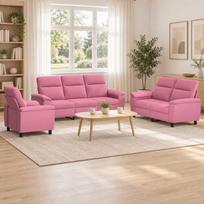 Sofos komplektas 3 pcs Rožinė Audinys