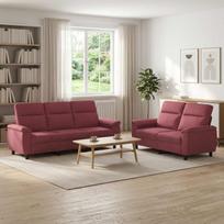 Sofos komplektas 2 pcs Vyno raudona Audinys