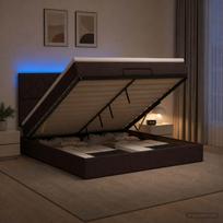 Otmana lova su matracsu ir LED Tamsiai rudas 160 x 200 cm