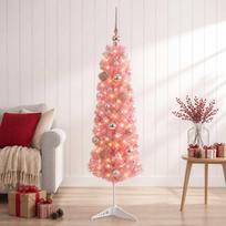 Dirbtinė siaura Kalėdų eglutė su žaisliuku 120 cm 150 LED