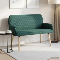 Dvivietė sofa su medžio masyvo kojelėmis 2 vietos Tamsiai žalia