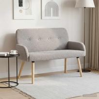 Dvivietė sofa su medžio masyvo kojelėmis Šviesiai pilka Bouclé