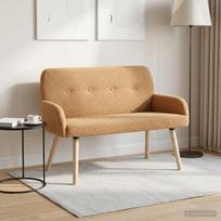 Dvivietė sofa su medžio masyvo kojelėmis Smėlio Bouclé