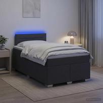 Lova su čiužiniu ir LED apšvietimu Tamsiai pilka 120 x 200 cm