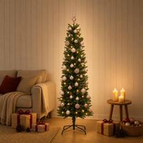 Dirbtinė siaura kalėdinė eglutė su žaisliuku 150 cm 150 LED