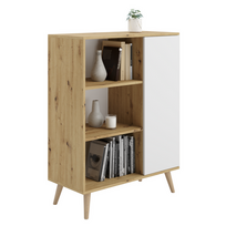 Komoda su medinėmis kojelėmis KOBI FONDI Artisan ąžuolas/Balta