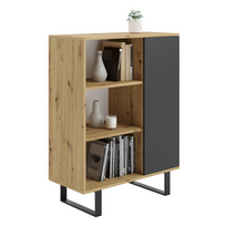 Komoda su metalinėmis kojelėmis KOBI FONDI Artisan ąžuolas/Juoda