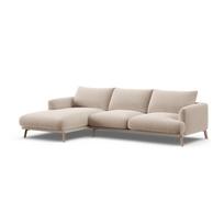Smėlio spalvos kampinė sofa iš velveto (su kairiuoju kampu/su gultu) Naomi – Micadoni