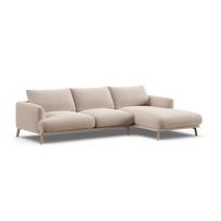 Smėlio spalvos kampinė sofa iš velveto (su dešiniuoju kampu/su gultu) Naomi – Micadoni