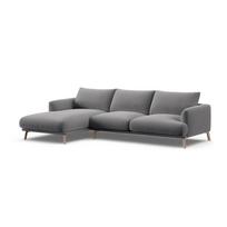 Pilkos spalvos kampinė sofa iš velveto (su kairiuoju kampu/su gultu) Naomi – Micadoni