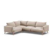 Smėlio spalvos kampinė sofa iš velveto (su kairiuoju kampu/„L“ formos) Naomi – Micadoni