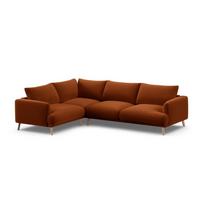 Terakotos spalvos kampinė sofa iš velveto (su kairiuoju kampu/„L“ formos) Naomi – Micadoni