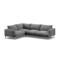 Pilkos spalvos kampinė sofa iš velveto (su kairiuoju kampu/„L“ formos) Naomi – Micadoni