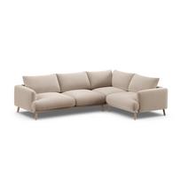 Smėlio spalvos kampinė sofa iš velveto (su dešiniuoju kampu/„L“ formos) Naomi – Micadoni
