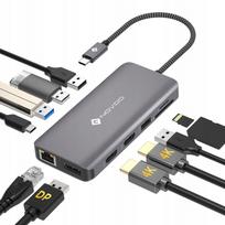 USB C 11-in-1 hub'as NOVOO su 4K HDMI, 100W PD įkrovimu, Ethernet, SD/TF kortelių skaitytuvu