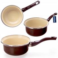 Emaliuotas puodas su ilga rankena, tradicinis, 14 cm, 620 ml