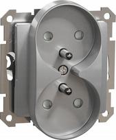 Schneider Electric sedna Design dvigubas elektros lizdas SDD113275, sidabrinis