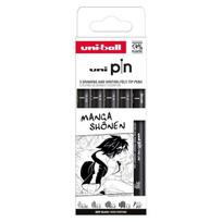 uni-ball Pin rašalinių rašiklių rinkinys, 5 vnt., Manga Shonen