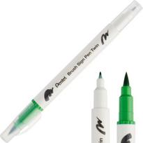 Pentel Brush Sign Pen Twin rašiklis, žalias