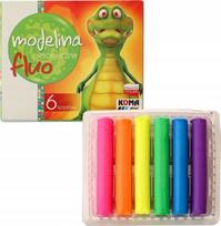Modelinas 6 spalvų fluorescencinis, Koma Plast