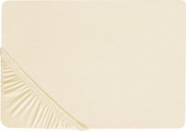 Beliani medvilninė paklodė su guma 140x200 cm Bežinė
