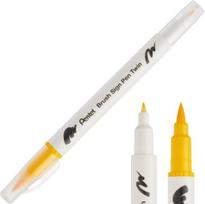 Pentel Brush Sign Pen Twin žymeklis, dvipusis, geltonas