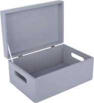 Creative Deco medinė dėžė su dangčiu ir rankenomis, 30x20x14cm, pilka