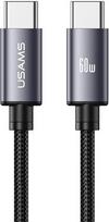 USAMS U91 60W USB-C Į USB-C LAIDAS, 1 M, SKIRTAS TELEFONAMS 12, 13, 14, 1 M ĮKROVIMUI