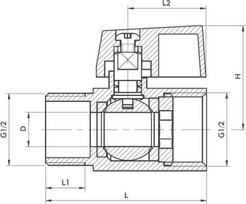 Kfa Mini rutulinis vožtuvas 1/2" sriegiu