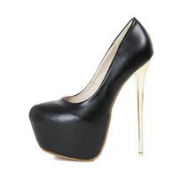 Madingi seksualūs 16 cm metaliniai ploni aukštakulniai moterims, apvalūs pirštai, platforma, prislydomi seklūs šokių bateliai „Zapatos“ 41 juoda