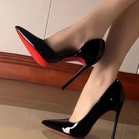 Aukštakulniai Smailianosiai Stiletto Kulnas Raudonas Padas Mada Moteriški Batai Seklios Iškirptės Super Aukštas Kulnas 10 cm Moteriški Batai Lolita Batai 37 black