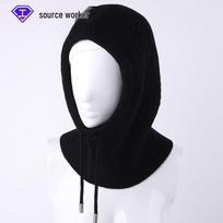 Women's Winter Wool Balaclava Hat & Scarf with Ear Protection – Knitted for Warmth One Size juoda