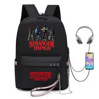 Stranger Things Studentų kuprinė Kuprinė su USB įkrovimu KTB 42*14*31cm