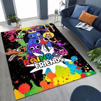 Game 3D R-Rainbow F-Friends Cartoon Art Rug for Bedroom Living Room Sofa Home Doormat Decor,Large Kid Play Non-slip Floor Mat 40x60cm( 15x23in ) gray