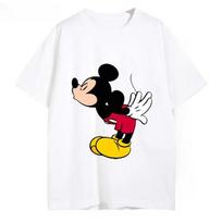Disney Mikės Pūkuotuko ir Mini Pelytės Spausdinti Medvilniniai Poros Marškinėliai Madingas Apvalios Kaklo Laisvas Viršus Valentino Dienai Kasdienis Y2K Marškinėliai S black
