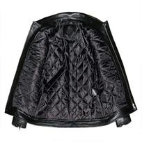 Originalus minkštos karvės odos vyriškas striukė Slim Fit su stovinčia apykakle Biker paltas L black